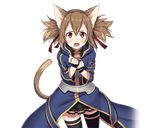  animal_ears black_legwear black_skirt brown_hair cat_ears cat_tail cowboy_shot hair_between_eyes long_hair looking_at_viewer miniskirt official_art open_mouth pleated_skirt red_eyes short_twintails silica silica_(sao-alo) skirt solo standing sword_art_online sword_art_online:_code_register tail thighhighs transparent_background twintails zettai_ryouiki 