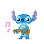  2016 alien animated black_eyes blue_claws blue_fur blue_nose claws cute dancing digital_media_(artwork) disney experiment_(species) fulifuli fur holding_object lilo_and_stitch low_res musical_instrument musical_note notched_ear open_mouth pixel_(artwork) simple_background solo stitch ukulele white_background 