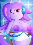  anthro big_breasts breast_jiggle breasts clothing dragon exposed_breasts female freedom_planet gloves hair huge_breasts looking_at_viewer purple_hair sash_lilac seductive_look simple_background slickehedge smile solo standing thick_thighs video_games 