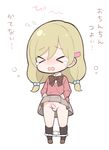  +++_(artist) 1boy blonde_hair blush censored eyes_closed little_penis long_hair male_focus open_mouth panties panties_down penis ribbon simple_background skirt skirt_lift tears translation_request trap 