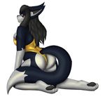  anthro butt clothing eeveelution female glaceon hair invalid_tag koekoek looking_at_viewer mightyena necra nintendo paws pok&eacute;mon pose swimsuit tongue video_games 