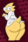  alphys buckteeth butt clothed clothing cute eyewear freckles girly glasses invalid_tag lab_coat partially_clothed salamikii teeth thick_thighs undertale video_games wide_hips 