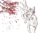  anthro canine clothed clothing disney duo female fox judy_hopps lagomorph lifting male mammal nick_wilde on_shoulder rabbit restricted_palette simple_background sprinkah tree white_background zootopia 