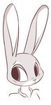  2016 anthro blush buckteeth bust_portrait clothed clothing disney hi_res judy_hopps lagomorph mammal monochrome portrait rabbit simple_background solo teeth theartmanor white_background zootopia 