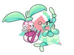  abstract_background blue_body brionne cute duo extraordinarycircus eyelashes fangs happy mammal marine nintendo open_mouth pink_nose pinniped pok&eacute;mon pose simple_background smile steenee toony video_games 