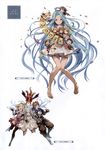  5girls absurdres armor bangs belt blonde_hair blue_eyes blue_hair boots brown_eyes brown_footwear brown_hair brown_legwear chibi closed_eyes confetti djeeta_(granblue_fantasy) dress eugen_(granblue_fantasy) eyebrows_visible_through_hair eyepatch facial_hair frills full_body gauntlets gradient_hair gran_(granblue_fantasy) granblue_fantasy hairband highres io_euclase katalina_aryze knee_boots long_hair looking_at_viewer lyria_(granblue_fantasy) minaba_hideo multicolored_hair multiple_boys multiple_girls non-web_source official_art one_eye_closed pants pink_dress rackam_(granblue_fantasy) rosetta_(granblue_fantasy) scan simple_background smile standing sword thigh_boots thighhighs vee_(granblue_fantasy) very_long_hair weapon zettai_ryouiki 