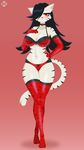  breasts cat clothing feline female legwear lingerie mammal navel razplus red_eyes solo standing stockings 