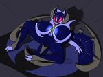  2_toes 3_fingers anthro anthrofied big_breasts blush breasts detailed_background female huge_breasts lunala nintendo pok&eacute;mon pussy red_eyes solo starscape toes trcfan video_games 