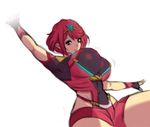  1girl bouncing_breasts breasts brown_eyes curvy homura_(xenoblade_2) huge_breasts red_hair short_hair solo tagme wide_hips xenoblade xenoblade_2 