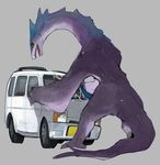 blue_penis car cum cum_on_penis cum_string dragon dragons_having_sex_with_cars erection feral green_eyes hi_res liteu looking_at_viewer male nude open_mouth penis rear_view reptile scalie simple_background tongue van vehicle 