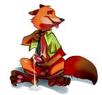  anthro balls canine clothed clothing cum digital_media_(artwork) disney dripping erection fox front_view glitter_trap_boy holding_penis knot leaking leaking_penis male mammal naughty_face necktie nick_wilde open_shirt pants pants_down partially_clothed penis seductive shirt sitting solo tapering_penis tongue tongue_out undressing zootopia 