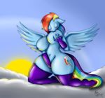  2015 anthro anthrofied big_breasts blue_feathers blue_fur breast_suck breasts clothing cloud cutie_mark equine eyes_closed feathered_wings feathers female fingering fingering_self fingerless_gloves friendship_is_magic fur gloves hair hi_res huge_breasts kneeling legwear mammal masturbation multicolored_hair multicolored_tail my_little_pony navel nipples outside pegasus pussy_juice rainbow_dash_(mlp) rainbow_hair rainbow_tail self_suckle sky solo sucking suirano sun thick_thighs thigh_highs vaginal vaginal_fingering vaginal_masturbation voluptuous wide_hips wings 