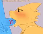  2015 alphys anthro balls blue_skin blush deep_throat dickgirl dickgirl/female duo eyes_closed eyewear fangs fellatio female fish gills glasses intersex intersex/female marine nude oral oral_penetration penetration penis penis_gills saliva sex shadowpelt undertale undyne video_games 