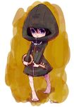  1girl barefoot black_hair blue_eyes coat key kingdom_hearts little_nightmares solo xion_(kingdom_hearts) 