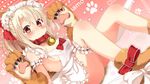  :&lt; animal_ears apron bell bell_collar blush bow breasts brown_eyes cat_hair_ornament claws closed_mouth collar commentary_request cosplay fate/kaleid_liner_prisma_illya fate_(series) fox_ears fox_tail frilled_bow frills gloves hair_between_eyes hair_ornament hair_ribbon highres illyasviel_von_einzbern leg_garter long_hair looking_at_viewer lying maid_headdress naked_apron paw_gloves paws red_bow ribbon sasahara_wakaba sideboob small_breasts solo tail tamamo_(fate)_(all) tamamo_cat_(fate) tamamo_cat_(fate)_(cosplay) v-shaped_eyebrows white_hair 