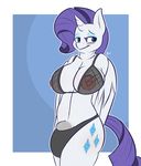  2014 alternate_species anthro anthrofied areola blue_eyes bra breasts bulge clothing crossgender cutie_mark dickgirl equine eyeshadow feathered_wings feathers flaccid friendship_is_magic fur hair hi_res horn intersex komponi makeup mammal my_little_pony nipples penis penis_base purple_hair rarity_(mlp) solo underwear white_fur winged_unicorn wings 