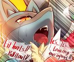  2016 alternate_color amphibian anthro blue_fur canine close-up comic crying dialogue drooling duo english_text fan_character female fur greninja kicktyan long_tongue looking_down lucario male male/female mammal ninja nintendo open_mouth pok&eacute;mon saliva sex sharp_teeth shiny_pok&eacute;mon slit_pupils snout spikes sweat tears teeth text tongue tongue_out video_games wafu yellow_eyes 