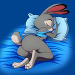  2017 4_toes anthro anus bottomless breasts butt clothed clothing disney eyes_closed female fur hi_res judy_hopps lagomorph lonbluewolf mammal nipples pillow pussy rabbit sleeping toes zootopia 