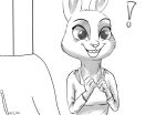  ! brokeguy21 comic disney female greyscale happy judy_hopps lagomorph mammal monochrome rabbit solo zootopia 