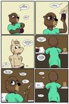  (study_partners) 2017 anthro beaver bread clothed clothing comic cub duo english_text equine eyewear female food fur glasses hair hi_res horse invalid_tag knife looking_back male mammal peanut_butter rodent speech_bubble study_partners teenager text thunderouserections topless woody_(study_partners) young 