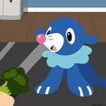  animated blue_body broccoli cute food humor mammal marine nintendo pinniped pok&eacute;mon popplio sleepysealion solo_focus vegetable video_games 