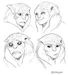  alien ambiguous_gender angara black_and_white black_sclera cccrystalclear digital_media_(artwork) furgonomics furry-specific_piercing hi_res humanoid jaal_ama_darav mass_effect monochrome not_furry piercing scar simple_background slit_pupils smile solo video_games white_background 