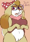  blush bottomless bow clothed clothing eyewear female freckles glasses lagomorph mammal partiallyclothed pussy rabbit rachelle rachellebun slightychubby solo 