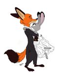 anthro canine clothed clothing disney dress female formal_clothing fox hi_res i_ship_it_real_hard judy_hopps lagomorph mammal nick_wilde plain_color rabbit ring simple_background smile solid_color standing wedding_dress zootopia 