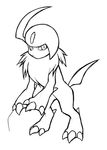  3_toes absol line_art looking_at_viewer low_res nintendo on_hind_legs pok&eacute;mon simple_background sketch solo toes video_games white_background zaikudo 