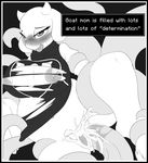  2015 absurd_res anthro areola big_breasts blush boss_monster bottomless breasts camychan caprine clothed clothing cum cum_in_pussy cum_inflation cum_inside digital_media_(artwork) english_text excessive_cum female goat half-closed_eyes hi_res horn huge_breasts inflation mammal monochrome nipples penetration pussy restrained slightly_chubby solo spread_legs spreading tentacle_sex tentacles text tongue tongue_out toriel torn_clothing undertale vaginal vaginal_penetration video_games 