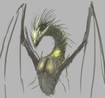  4_eyes ambiguous_gender dragon feral glowing glowing_eyes grey_background horn membranous_wings multi_eye scalie simple_background solo sprinkah unfinished wings 