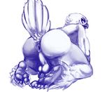  2015 5_toes all_fours anthro anus avian backsack balls bird butt claws digital_media_(artwork) dovne feathers hi_res looking_back male monochrome nude owl penis perineum presenting presenting_anus presenting_hindquarters simple_background soles solo tail_feathers toe_claws toes white_background 