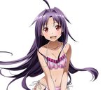  :d ahoge bikini blush breasts cleavage collarbone groin long_hair looking_at_viewer navel official_art open_mouth pointy_ears purple_bikini purple_hair red_eyes side-tie_bikini small_breasts smile solo swimsuit sword_art_online sword_art_online:_code_register transparent_background very_long_hair wet yuuki_(sao) 