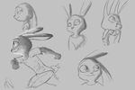  anthro clothing disney female grey_background greyscale lagomorph mammal monochrome rabbit running simple_background sketch sketch_page solo sprinkah zootopia 