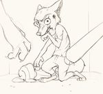  anthro baseball_bat black_and_white blood canine clothing disney duo_focus female fox group holding_object holding_weapon judy_hopps lagomorph looking_at_viewer lying male mammal monochrome nick_wilde on_side rabbit sprinkah weapon wounded zootopia 
