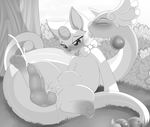  2015 animal_genitalia animal_penis anthro bow_tie camychan cum cum_in_pussy cum_inside cumshot dragonair duo ejaculation erection eyes_closed female feral greyscale hemipenes interspecies licking looking_at_penis male male/female meowth monochrome multi_penis nintendo orgasm outside penetration penis pok&eacute;mon sex tongue tongue_out vaginal vaginal_penetration video_games 
