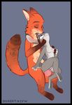  animal_genitalia anthro breasts canine digital_media_(artwork) disney dosent female fox hand_on_breast hi_res judy_hopps knot lagomorph licking male male/female mammal nick_wilde penetration rabbit romantic_couple sex simple_background sitting_on_knot tongue tongue_out vaginal vaginal_penetration zootopia 