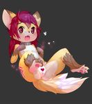  &lt;3 2017 anthro arthropod blush butterfly canine censored collar costom10 cub female flat_chested fox fur grey_background hair insect kemono looking_at_viewer mammal nipples nude open_mouth presenting pussy simple_background solo spread_legs spreading teeth tongue young 