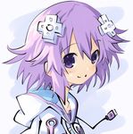  d-pad d-pad_hair_ornament from_side hair_ornament hood hoodie iwasi-r looking_at_viewer neptune_(choujigen_game_neptune) neptune_(series) open_mouth purple_eyes purple_hair short_hair simple_background smile solo upper_body 
