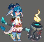  2016 ambiguous_gender anthro clothed clothing costom10 cute dragon grey_background hammer kemono looking_at_viewer melee_weapon simple_background skull smile solo standing tools weapon 