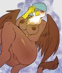  anthro anus avante92 avian beak breasts butt feathered_wings feathers female gimme_moore_(mlp) gryphon hat hi_res looking_at_viewer my_little_pony nude pinup pose pussy solo wings 