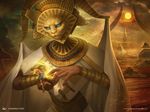  amonkhet anthro cat crying deity egyptian_mythology fantasy feline human light magic_the_gathering mammal oketra solo_focus sun tears 