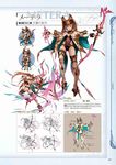  &gt;:) :d animal_ears arrow ass bangs boots bow_(weapon) breasts brown_hair character_name chibi cleavage concept_art erune full_body granblue_fantasy hair_ornament high_heels highres holding holding_bow_(weapon) holding_weapon leotard light_brown_hair lineart long_hair long_sleeves looking_at_viewer metera_(granblue_fantasy) minaba_hideo mole mole_under_mouth multiple_views nail_polish navel non-web_source official_art open_mouth pink_nails scan see-through sidelocks simple_background small_breasts smile thigh_boots thighhighs twintails v-shaped_eyebrows weapon white_legwear 