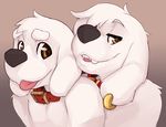  2016 amber_eyes anthro big_ears black_nose brian_griffin brown_eyes brown_nose canine collar cousins cute digital_media_(artwork) dog duo ear_piercing family_guy fangs fur hair jasper_(family_guy) looking_at_viewer male mammal nude open_mouth piercing seth-iova short_hair simple_background smile teeth tongue tongue_out white_fur white_hair 