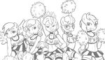  2013 absurd_res anthro anthrofied cheerleader clothing crown diamond_tiara_(mlp) earth_pony equine eyewear feathered_wings feathers female friendship_is_magic glasses grin group hair hi_res horn horse mammal monochrome my_little_pony pegasus pom_poms pony poprocks pussy scootaloo_(mlp) silver_spoon_(mlp) skirt smile sweetie_belle_(mlp) tiara unicorn wings 