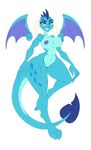  2016 absurd_res anthro anthrofied areola big_breasts blue_scales breasts dragon female friendship_is_magic grin half-closed_eyes hi_res horn jrvanesbroek looking_at_viewer membranous_wings my_little_pony nipples nude princess_ember_(mlp) scales scalie sharp_teeth simple_background slit_pupils small_waist smile solo teeth thick_thighs white_background wide_hips wings 