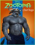  6spiritking abs anthro bovine buffalo chief_bogo clothed clothing disney edit male mammal muscular pecs photo_manipulation topless zootopia 