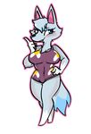 &lt;3 2017 alpha_channel animal_crossing anthro badassbaal blue_eyes blush breasts canine clothed clothing female fur grey_fur hand_on_hip hi_res mammal nintendo simple_background smile solo transparent_background tuft video_games whitney_(animal_crossing) wolf 