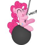  cutie_mark earth_pony equine female feral friendship_is_magic gray-gold_(artist) hair horse mammal my_little_pony open_mouth pink_hair pinkie_pie_(mlp) pony smile solo text wrecking_ball 