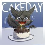  birthday black_fur blue_eyes blush cake candle canine cub dakka dakkawolf fangs food fur mammal open_mouth smile wolf young 